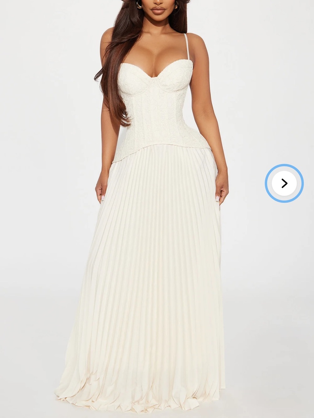 Fashion Nova Ivory Corset Maxi Dress